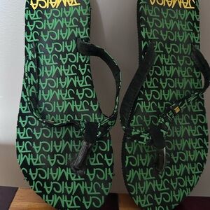 Green and Black Flip Flops from Jamiaca